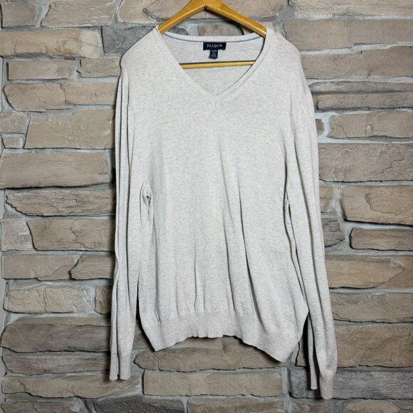 Jos. A. Bank Men’s Sweater XXL Beige V-Neck Pima Cotton Pullover Tailored Fit - Picture 1 of 4